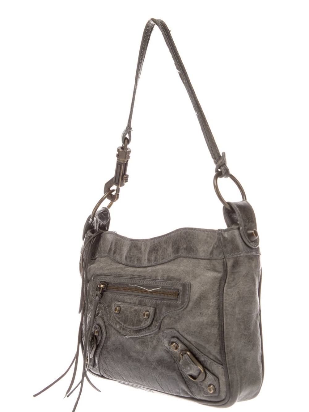 Balenciaga Distressed grey Leather hip shoulder Bag with Brass Hardware - Picture 3 of 6